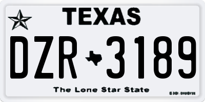 TX license plate DZR3189