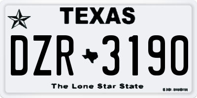 TX license plate DZR3190