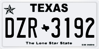 TX license plate DZR3192