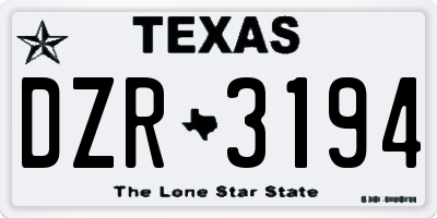 TX license plate DZR3194