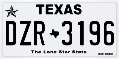 TX license plate DZR3196
