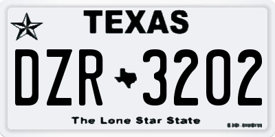 TX license plate DZR3202
