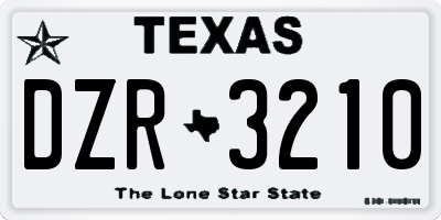 TX license plate DZR3210