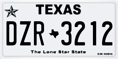 TX license plate DZR3212
