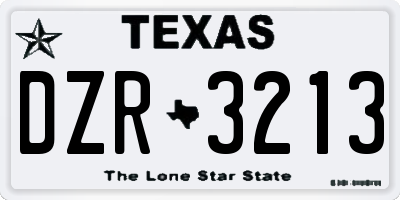 TX license plate DZR3213
