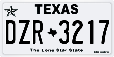 TX license plate DZR3217