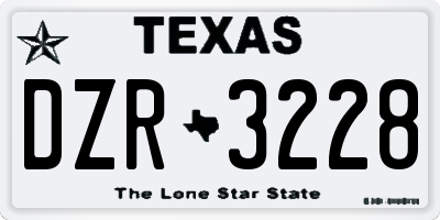 TX license plate DZR3228