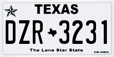 TX license plate DZR3231
