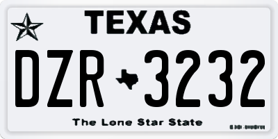 TX license plate DZR3232