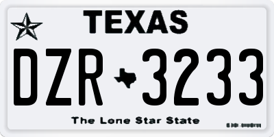 TX license plate DZR3233