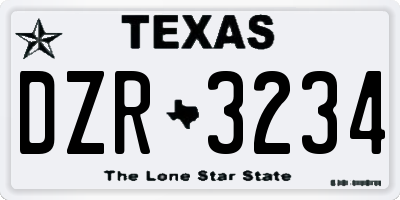 TX license plate DZR3234