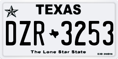 TX license plate DZR3253
