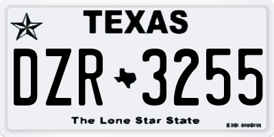 TX license plate DZR3255