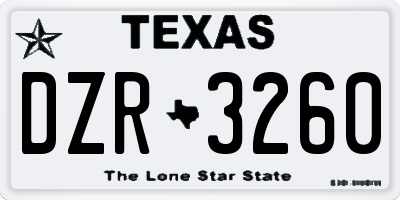 TX license plate DZR3260