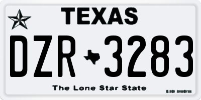 TX license plate DZR3283