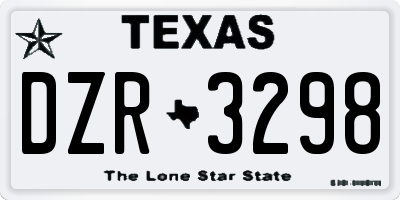 TX license plate DZR3298