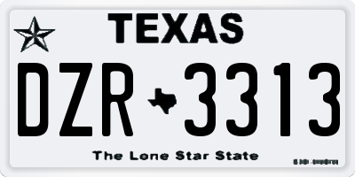 TX license plate DZR3313