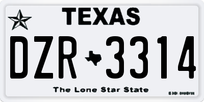TX license plate DZR3314