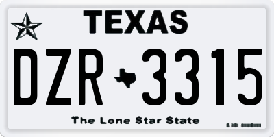 TX license plate DZR3315