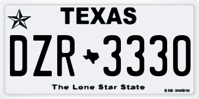 TX license plate DZR3330
