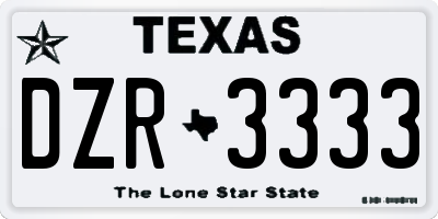 TX license plate DZR3333