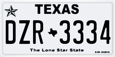 TX license plate DZR3334