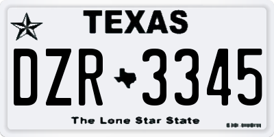 TX license plate DZR3345