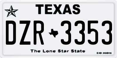 TX license plate DZR3353