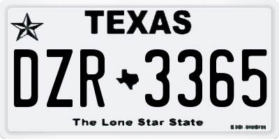 TX license plate DZR3365