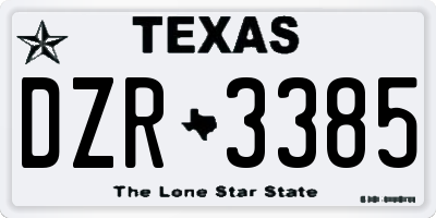 TX license plate DZR3385