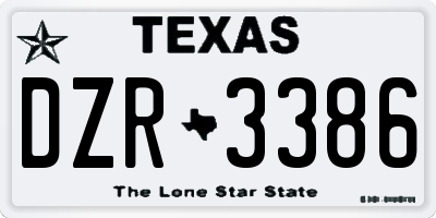 TX license plate DZR3386