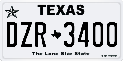 TX license plate DZR3400