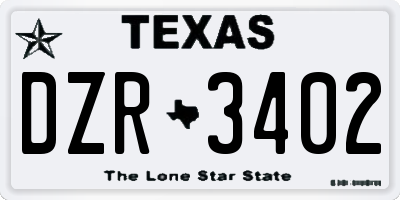 TX license plate DZR3402