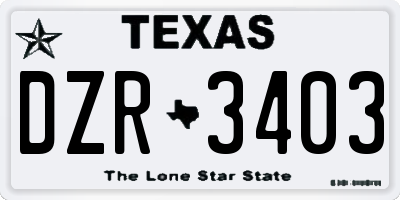 TX license plate DZR3403