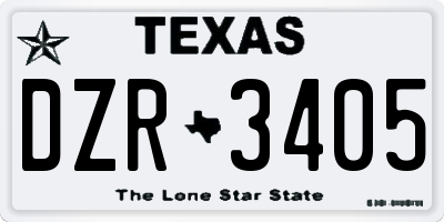 TX license plate DZR3405