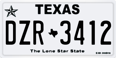 TX license plate DZR3412