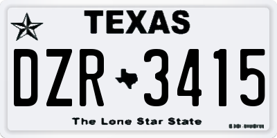 TX license plate DZR3415