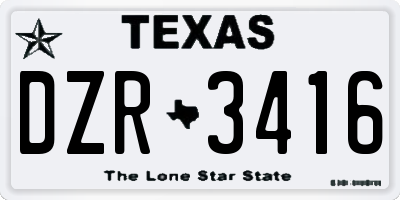 TX license plate DZR3416