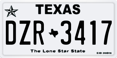 TX license plate DZR3417