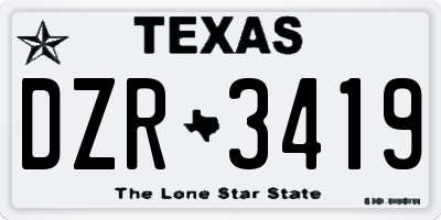 TX license plate DZR3419