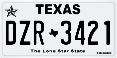 TX license plate DZR3421