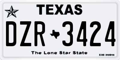 TX license plate DZR3424