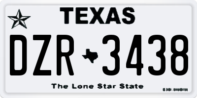 TX license plate DZR3438