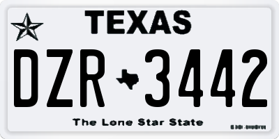 TX license plate DZR3442