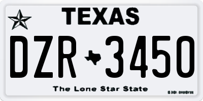 TX license plate DZR3450