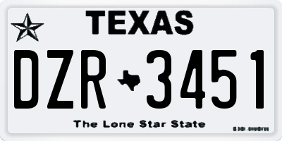 TX license plate DZR3451