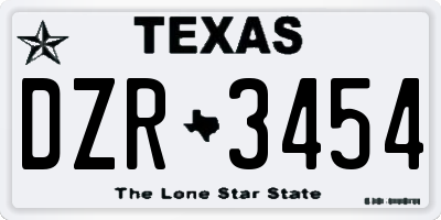TX license plate DZR3454