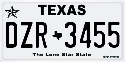 TX license plate DZR3455