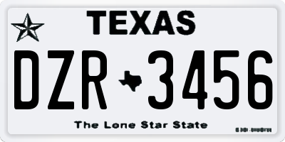 TX license plate DZR3456