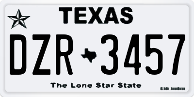 TX license plate DZR3457